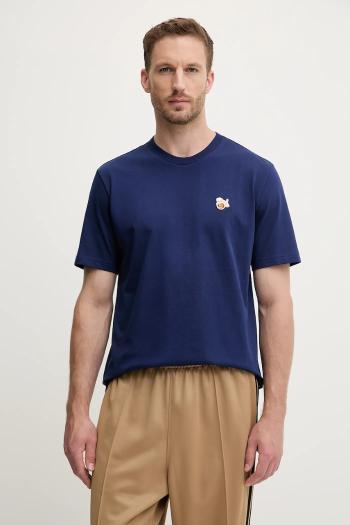 Bavlnené tričko adidas pánske, tmavomodrá farba, s nášivkou, JZ7446