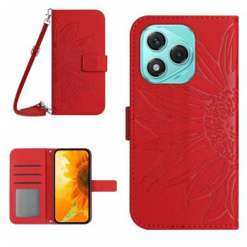 ART SUNFLOWER Peňaženkový obal so šnúrkou pre Honor 400 Lite červený
