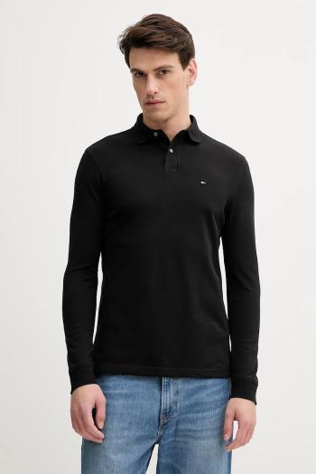 Tričko s dlhým rukávom Tommy Hilfiger čierna farba, jednofarebné, MW0MW20183