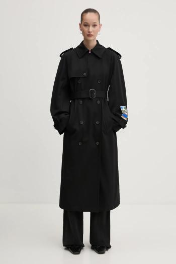 Trenčkot MSGM dámsky, čierna farba, prechodný, oversize, 3841MDC02.257138