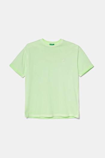 Detské bavlnené tričko United Colors of Benetton zelená farba, melanžové, 3085C10P9