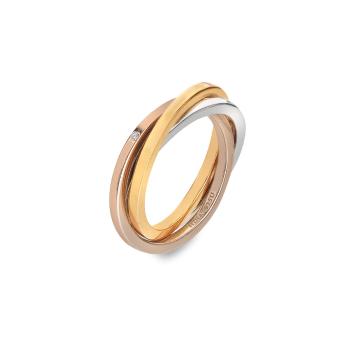 Hot Diamonds Trojitý pozlátený strieborný prsteň s pravým diamantom Trio DR297 52 mm