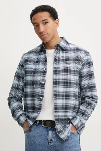 Košeľa Tommy Jeans pánska, tmavomodrá farba, regular, s klasickým golierom, DM0DM21096