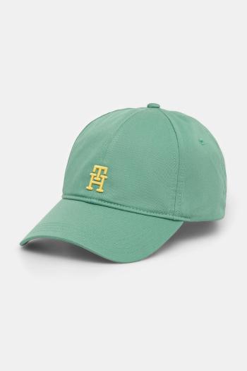 Bavlnená šiltovka Tommy Hilfiger zelená farba, s nášivkou, AM0AM13542