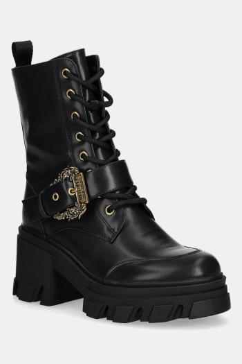 Členkové topánky Versace Jeans Couture čierna farba, na podpätku, 79VA3S86 71570 899