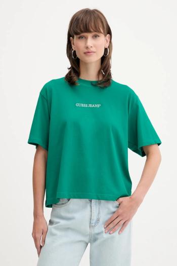 Bavlnené tričko Guess Jeans dámske, žltá farba, W5RI42 K8HM0