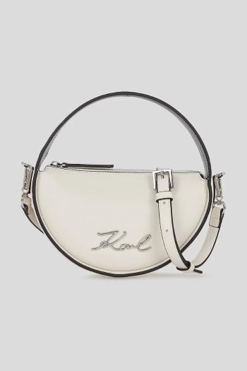 Kožená kabelka Karl Lagerfeld biela farba, A3W30047