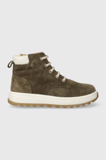 Detské semišové poltopánky Pom D'api FLOW BOOTS zelená farba