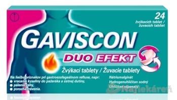 GAVISCON DUO EFEKT žuvacie tablety na liečbu príznakov súvisiacich so žalúdočnou kyselinou, tbl 24ks