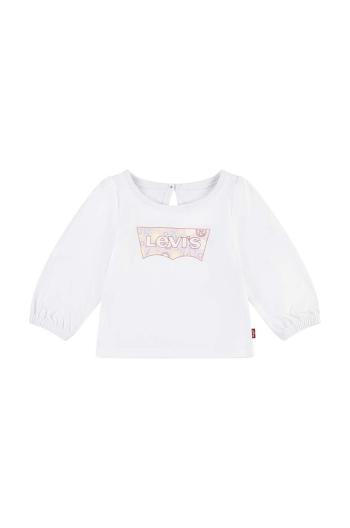 Detské bavlnené tričko s dlhým rukávom Levi's BATWING LS PUFF DETAIL TOP biela farba, 1EL412