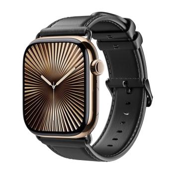 DUX LEATHER Kožený remienok pre Apple Watch 10 46mm čierny