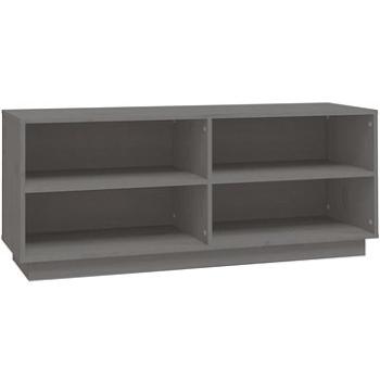 Skrinka na topánky sivá 110 × 34 × 45 cm masívne borovicové drevo, 813542