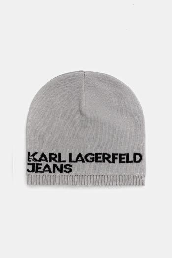 Bavlnená čiapka Karl Lagerfeld Jeans šedá farba, z tenkej pleteniny, bavlnené, A3M33113