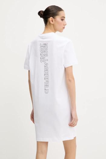 Bavlnené šaty Karl Lagerfeld Jeans biela farba, mini, rovný strih, A2W13036