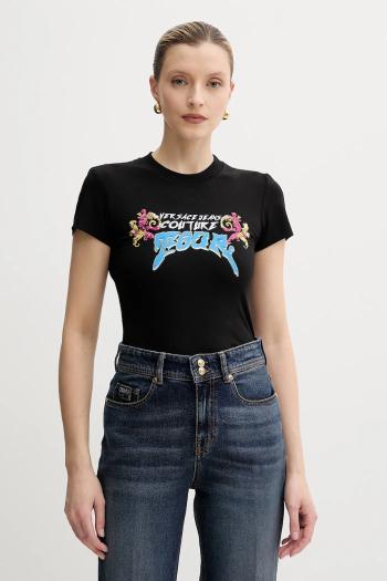Tričko Versace Jeans Couture dámske, čierna farba, 78HAH606 J0035