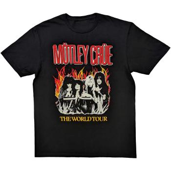 Motley Crue tričko Vintage World Tour Flames Čierna XXL