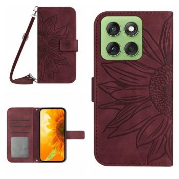 ART SUNFLOWER Peňaženkový obal so šnúrkou pre Motorola Edge 60 bordový