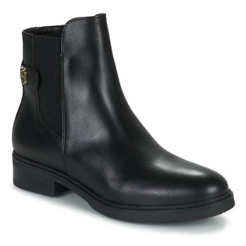 Tommy Hilfiger  Coin Leather Flat Boot  Polokozačky Čierna