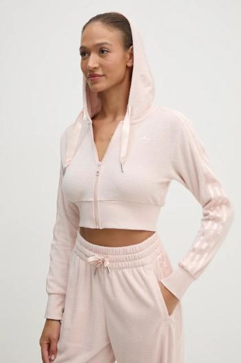 Mikina adidas Originals Femme Galore Short Fulzip Hoodie dámska, ružová farba, s kapucňou, s nášivkou, JN3005