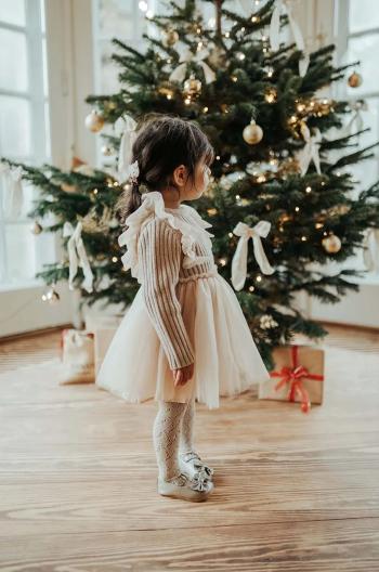 Šaty pre bábätká Donsje Bilie Dress béžová farba, mini, áčkový strih, 4083200