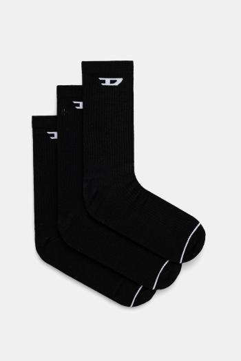 Ponožky Diesel SKM-D-CREW-LIGHT-SOCKS 3-pak pánske, čierna farba, A15405.0LKBI