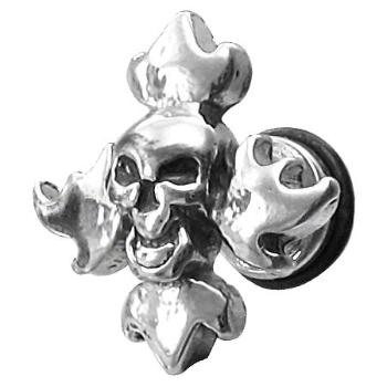 Falošný piercing lebka s plameňmi