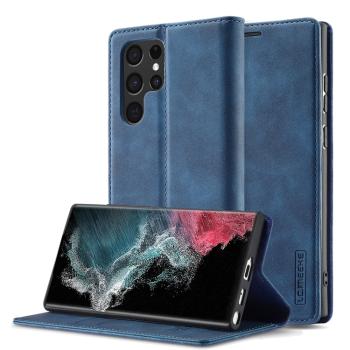 IMEEKE Peňaženkový obal Samsung Galaxy S22 Ultra 5G modrý