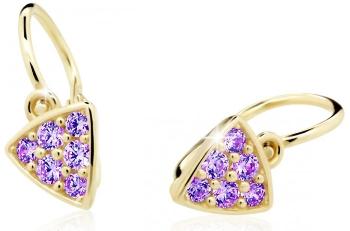 Cutie Jewellery Trblietavé detské náušnice zo žltého zlata C2207-10-X-1 fialová