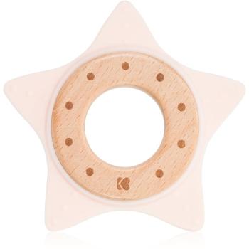 Kikkaboo Silicone and Wood Teether Star hryzadielko Pink 1 ks