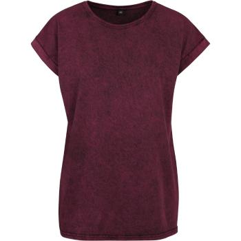 Build Your Brand Ležérne dámske tričko Acid Washed - Berry / čierna | L
