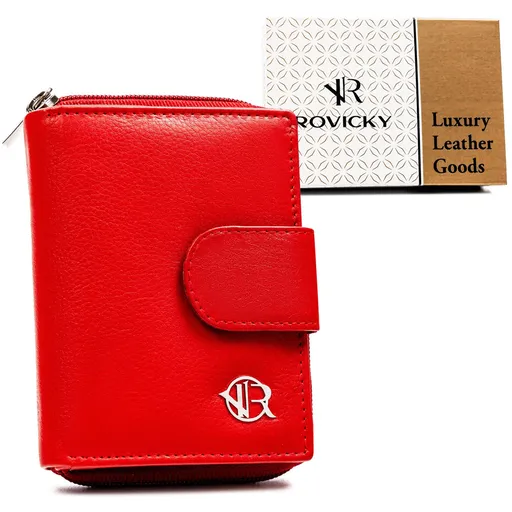 Malá kožená peňaženka na patent v červenej farbe - Rovicky