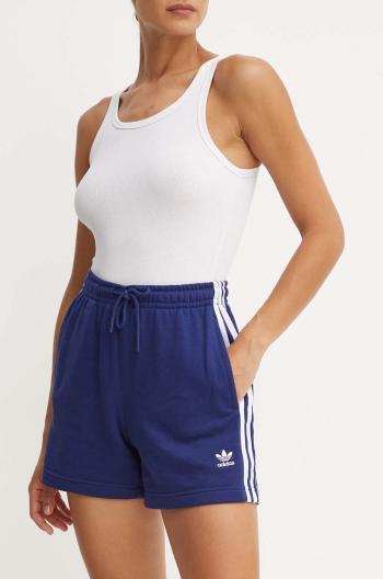 Šortky adidas Originals dámske, tmavomodrá farba, s nášivkou, vysoký pás, IY2158