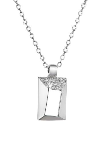 Evolution Group Strieborný náhrdelník Obdĺžnik so zirkónmi 12055.1 crystal
