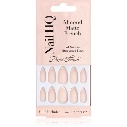 Nail HQ Almond Matte French umelé nechty s lepidlom 24 ks