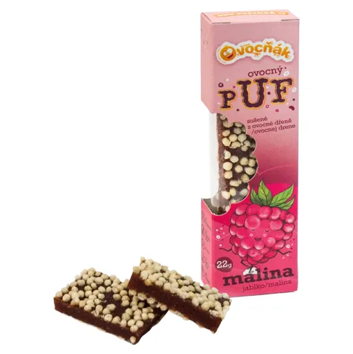OVOCŇÁK Ovocné puf plátky jablko a malina 22 g