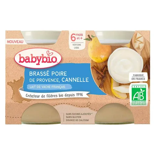 BABYBIO Brassé hruška škorica 2x 130 g