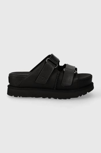 Kožené šľapky UGG Goldenstar Hi Slide čierna farba, na platforme, 1152651
