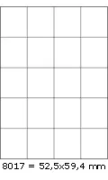 Samolepiace etikety 52,5 x 59,4 mm, 20 etikiet, A4, 100 listov