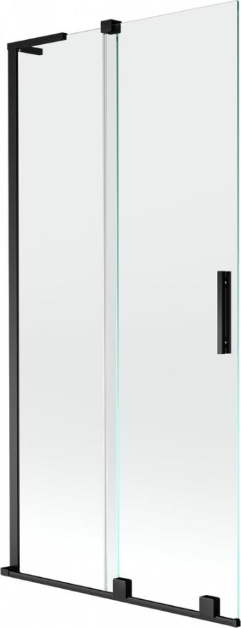 MEXEN/S - Velar L dvojkrídlová posuvná vaňová zástena 95 x 150, transparent, čierna 896-095-003-01-70