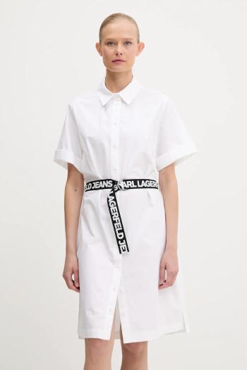 Bavlnené šaty Karl Lagerfeld Jeans biela farba, mini, rovný strih, A3W13030
