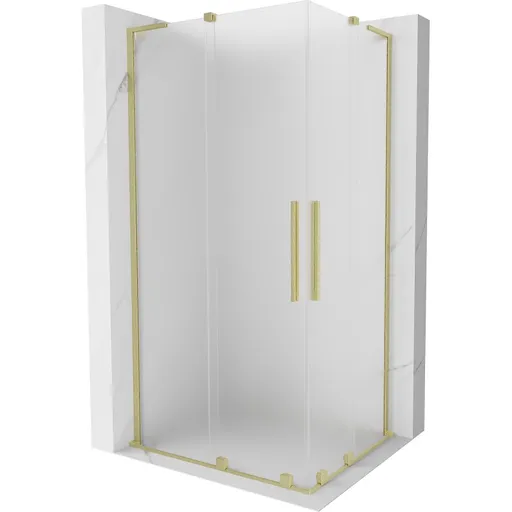 MEXEN/S - Velar L Duo sprchovací kút, posuvné dvere 90 x 80, dekor, zlato kartáčovaná 871-090-080-02-33-55