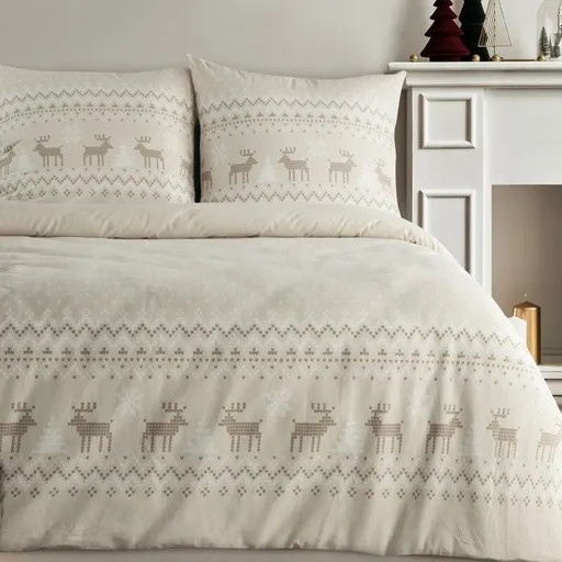 ArtFir Vianočné obliečky na jednolôžko LUKE | béžová 140 x 200 cm