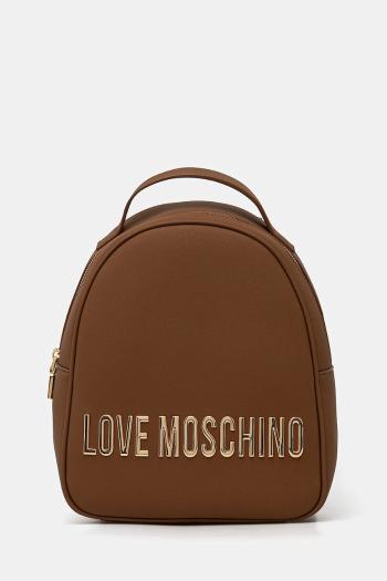Ruksak Love Moschino dámsky, hnedá farba, malý, s nášivkou, JC4197PP1