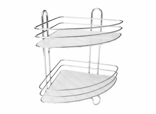 MAKRO - Polička rohová 2 poschodová, pochrómovaná