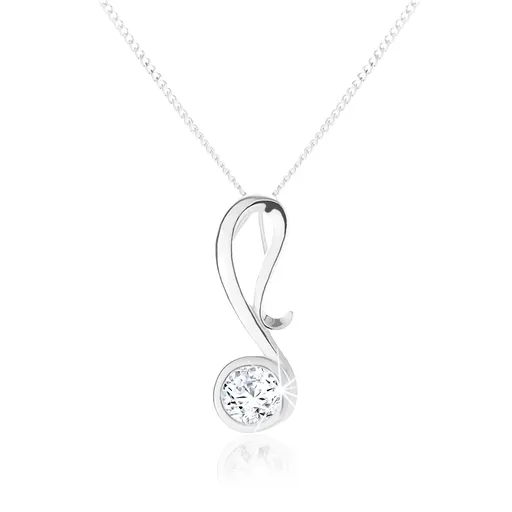 Náhrdelník zo striebra 925, lesklá nota na retiazke, číry okrúhly zirkón