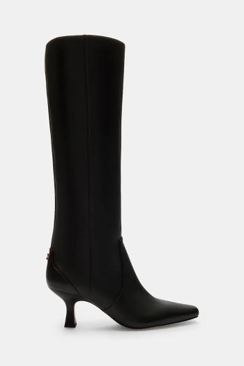 Kožené čižmy Coach Sculpted C Kitten Heel Leather Boot čierna farba, na vysokom podpätku, CBP30