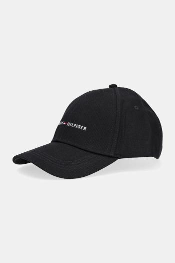 Bavlnená šiltovka Tommy Hilfiger čierna farba, jednofarebná, AM0AM13431