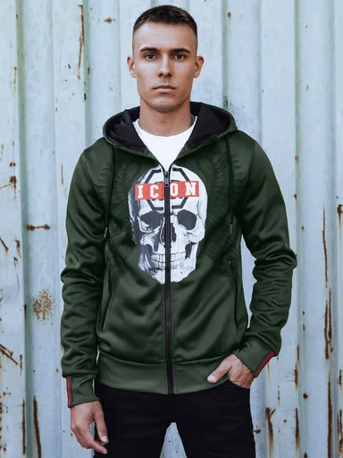Pánska mikina s kapucňou na zips, zelená Dstreet BX5838
