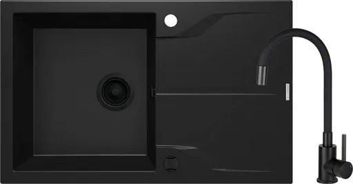 DEANTE DEANTE - Andante nero Granitový drez s batériou, 1miska s odkvapkávačom ZQNNN113