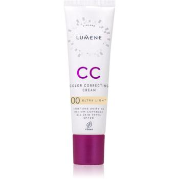 Lumene Color Correcting CC krém pre jednotný tón pleti SPF 20 odtieň 00 Ultra Light 30 ml